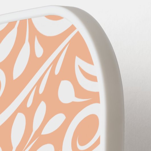 Cooles florales Elegante Peach Mit Monogramm Name Pickleball Schläger (Linke Seite)