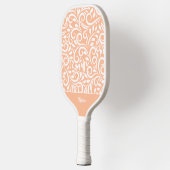 Cooles florales Elegante Peach Mit Monogramm Name  Pickleball Schläger (Links)