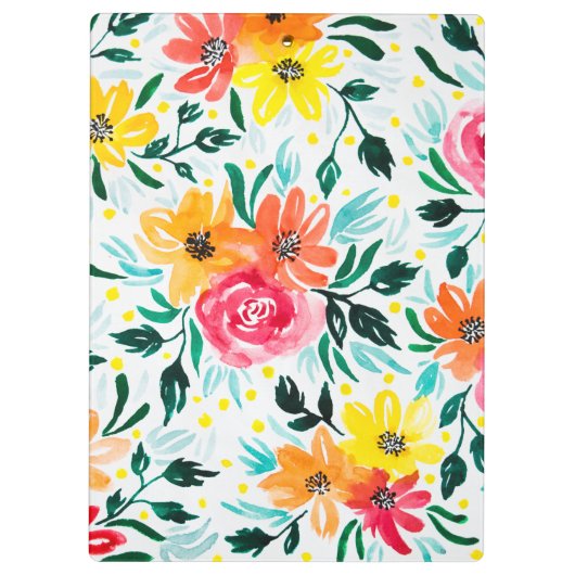 Cooles, florenfarbenes rosa gelbes Muster Klemmbrett (Rückseite)