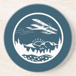 Cooles Flugzeug in Bergen, blau und weiß Getränkeuntersetzer