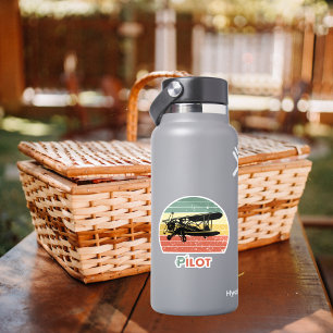 Cooles Flugzeug & Sonnenuntergang, Vintag Retro-St Aufkleber