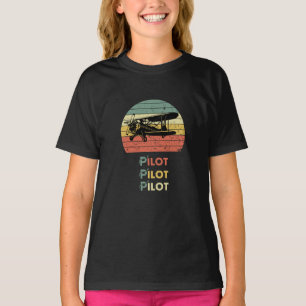 Cooles Flugzeug & Sonnenuntergang, Vintag Retro-St T-Shirt