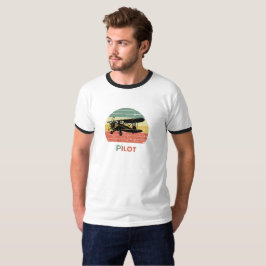 Cooles Flugzeug & Sonnenuntergang, Vintag Retro-St T-Shirt