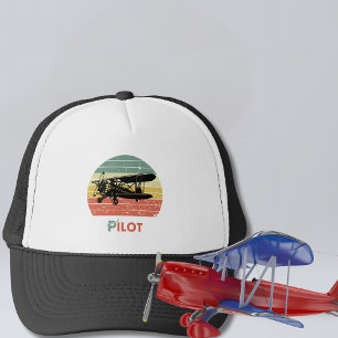 Cooles Flugzeug & Sonnenuntergang, Vintag Retro-St Truckerkappe