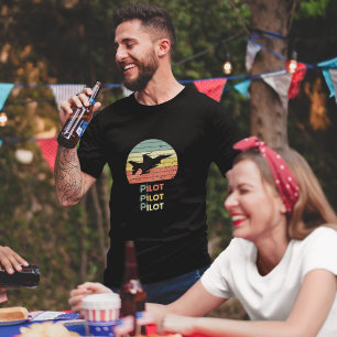 Cooles Flugzeug & Sonnenuntergang, Vintage Retro S T-Shirt