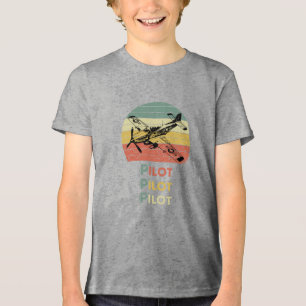 Cooles Flugzeug, Vintager Retro-Sonnenuntergang, e Tri-Blend Shirt