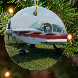 Cooles Foto des Flugzeugs, frohe Weihnachten, pers Keramik Ornament
