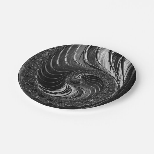 Cooles Fraktal Metallic Nautilus Golden Ratio Pappteller (Schrägansicht)