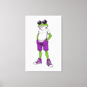 Cooles Frosch‑Canvas – Lustiger Brillenfrosch Kind Leinwanddruck