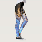 Cooles funkelndes abstraktes goldblaues Licht stre Leggings (Rechts)
