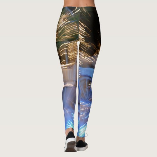 Cooles funkelndes abstraktes goldblaues Licht stre Leggings (Rückseite)