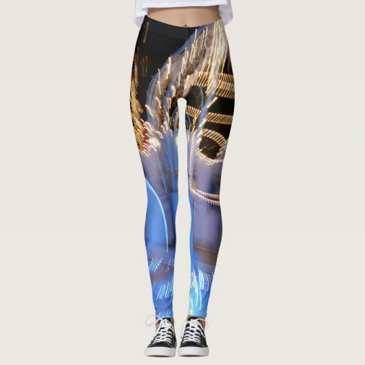 Cooles funkelndes abstraktes goldblaues Licht stre Leggings (Vorderseite)