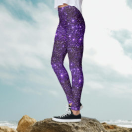 Cooles funkelndes kosmisches PurpleGalaxy Glittery Leggings