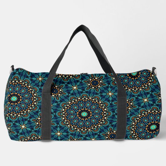 Cooles Funky Aquamarin Abstrakt Dot Art Muster Duffle Bag (Vorderseite)