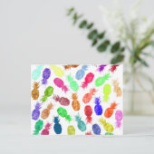 Cooles Funky Funny Watercolor Ananas Muster Postkarte (Stehend Vorderseite)