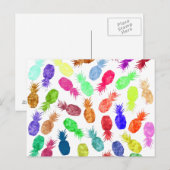 Cooles Funky Funny Watercolor Ananas Muster Postkarte (Vorne/Hinten)