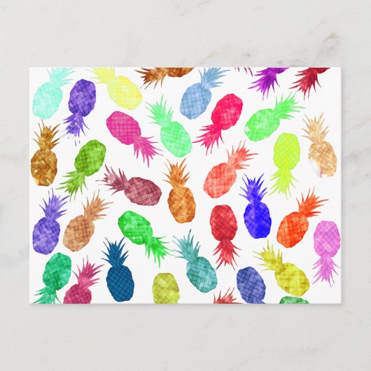 Cooles Funky Funny Watercolor Ananas Muster Postkarte (Vorderseite)