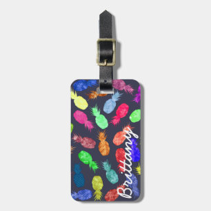 Cooles Funky lustiges Watercolor-Ananas-Monogramm Gepäckanhänger
