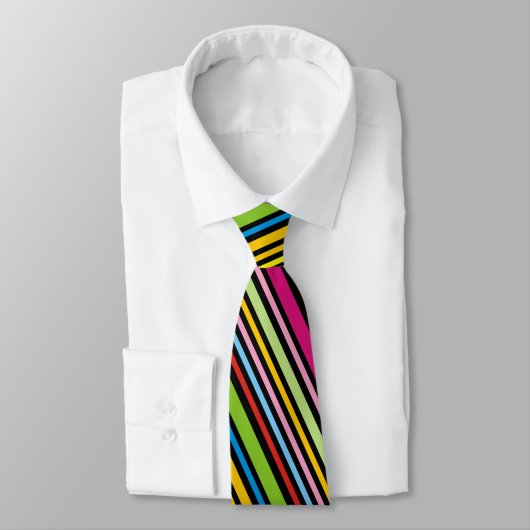 Cooles, funky Retro-farbiges Streifenmuster Krawatte (Gebunden)