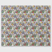 Cooles Funny Owl Happy Geburtstag Abstrakt Geschenkpapier (Flach)