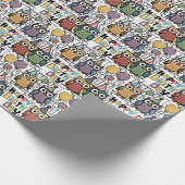 Cooles Funny Owl Happy Geburtstag Abstrakt Geschenkpapier (Ecke)