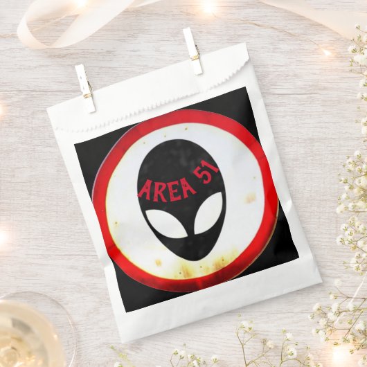 Cooles Gebiet 51 Alien-Head Road Sign Rot Schwarz- Geschenktütchen (Ausgeschnitten)