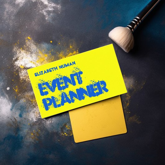 Cooles Gelb und Blau-Grunge Typografie-Geschäft Ca Visitenkarte