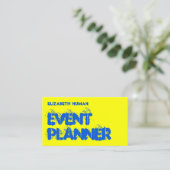 Cooles Gelb und Blau-Grunge Typografie-Geschäft Ca Visitenkarte (Stehend Vorderseite)