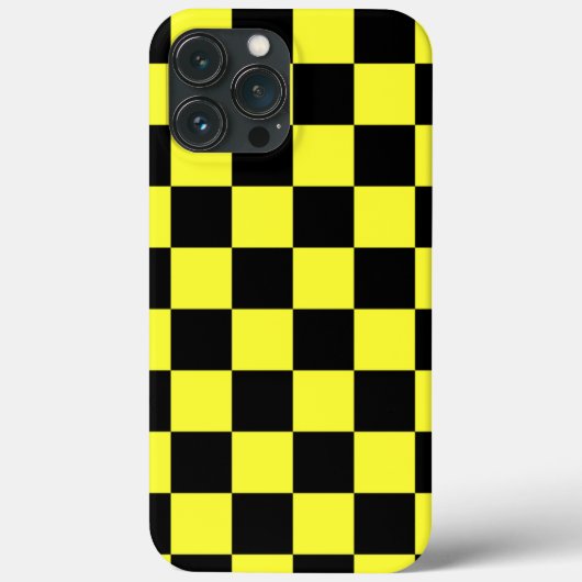 Cooles Gelb- und Schwarz-Schachmuster Case-Mate iPhone Hülle (Rückseite)