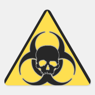 Cooles gelbes und schwarzes Biohazard-Symbol und T Dreieckiger Aufkleber