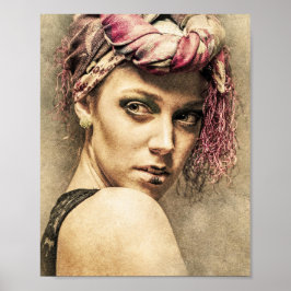 Cooles Gemälde zeichnend Dame Moderne Kunst Poster