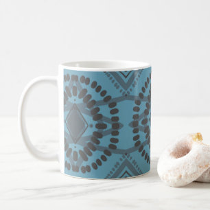 Cooles geometrisches Muster Blaugraue Batik Krawat Kaffeetasse