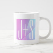 Cooles geometrisches Rosa und Lila | Paarinitiativ Jumbo-Tasse (Rechts)