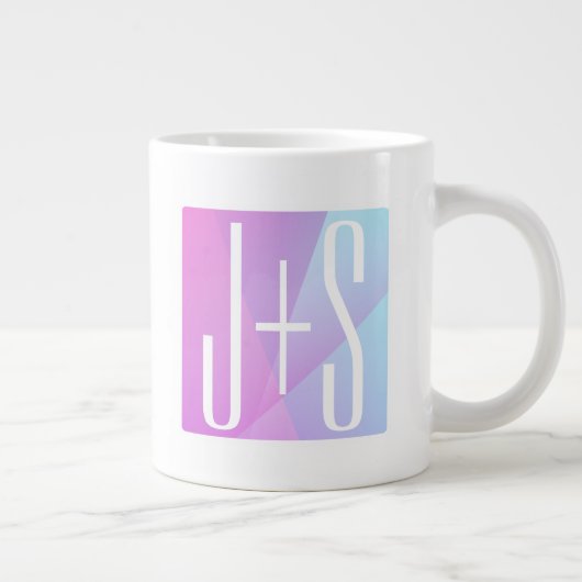 Cooles geometrisches Rosa und Lila | Paarinitiativ Jumbo-Tasse (Rechts)