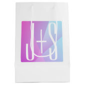 Cooles geometrisches Rosa und Lila | Paarinitiativ Mittlere Geschenktüte (Rückseite)