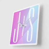 Cooles geometrisches Rosa und Lila | Paarinitiativ Quadratische Wanduhr (Winkel)