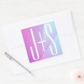 Cooles geometrisches Rosa und Lila | Paarinitiativ Quadratischer Aufkleber (Umschlag)