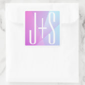 Cooles geometrisches Rosa und Lila | Paarinitiativ Quadratischer Aufkleber (Tasche)