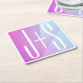 Cooles geometrisches Rosa und Lila | Paarinitiativ Rechteckiger Pappuntersetzer (angewinkelt)