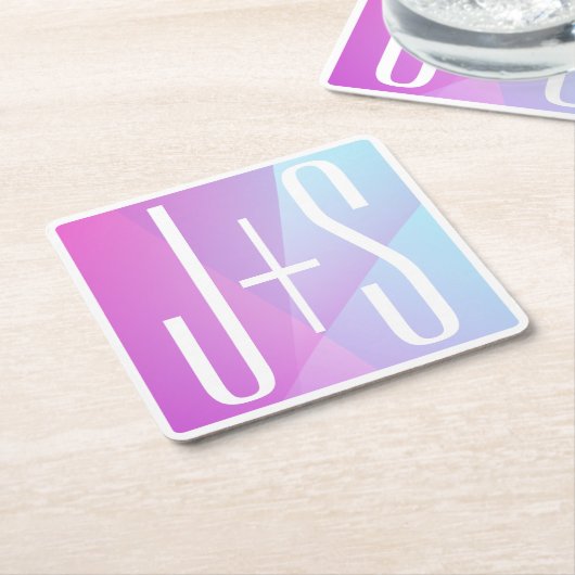 Cooles geometrisches Rosa und Lila | Paarinitiativ Rechteckiger Pappuntersetzer (angewinkelt)