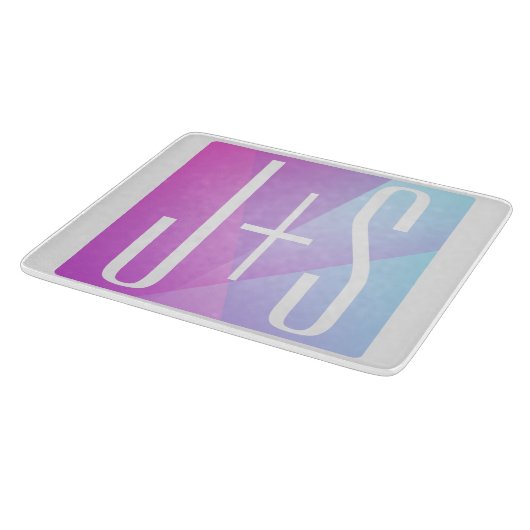 Cooles geometrisches Rosa und Lila | Paarinitiativ Schneidebrett (Ecke)