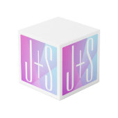 Cooles geometrisches Rosa und Lila | Paarinitiativ Würfel (Rückseite Schrägansicht)