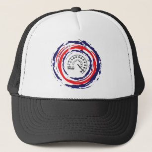 Cooles Geschwindigkeits-Emblem (rotes Blaues und Truckerkappe