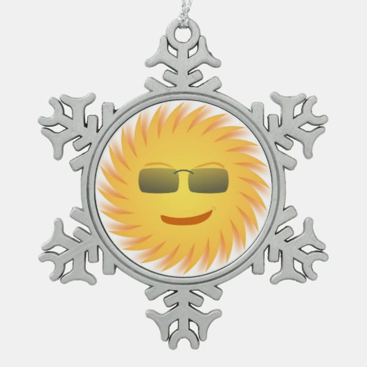 COOLES GESICHT SCHNEEFLOCKEN Zinn-Ornament (Vorderseite)