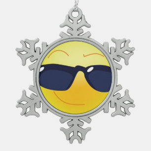 COOLES GESICHT SCHNEEFLOCKEN Zinn-Ornament
