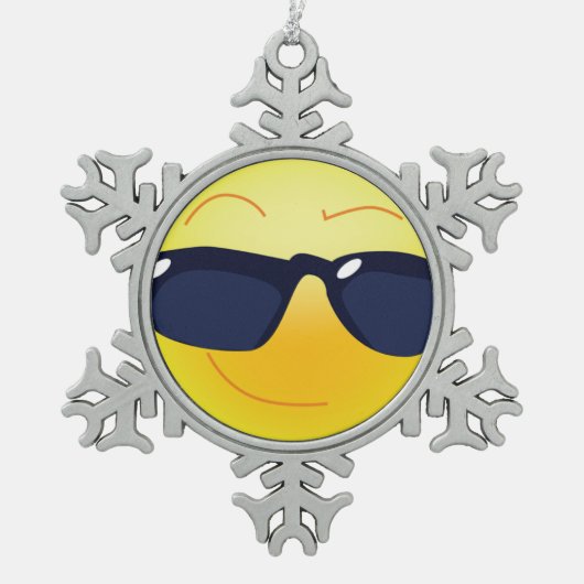 COOLES GESICHT SCHNEEFLOCKEN Zinn-Ornament (Vorderseite)