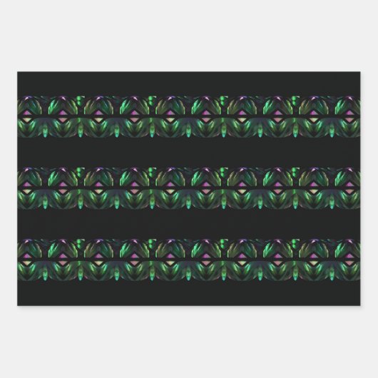 Cooles gestreiftes Pfauenkristall Geschenkpapier Set (Vorderseite)