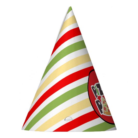 cooles gestreiftes Pizza-Party Partyhütchen (Links)