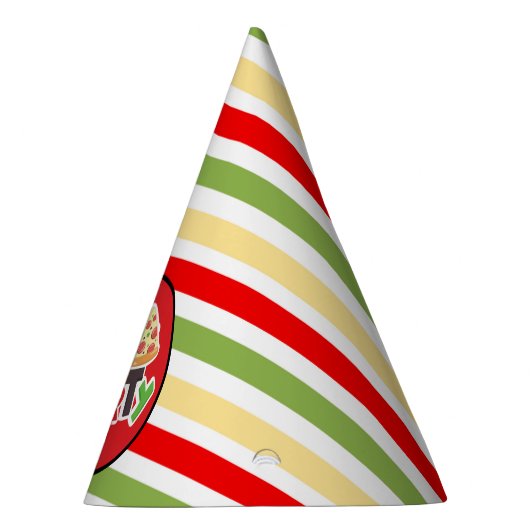 cooles gestreiftes Pizza-Party Partyhütchen (Rechts)