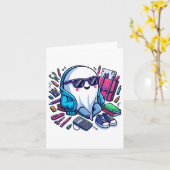 Cooles Ghost mit Schulbedarf Hal Karte (Gelbe Blume)